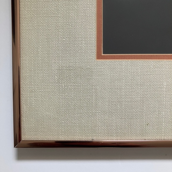 Vintage copper rectangular picture frame oatmeal canvas matting - Picture 13 of 13